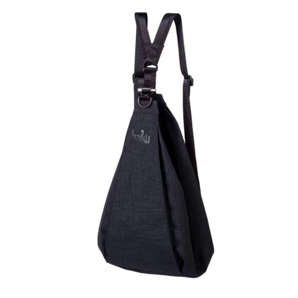 Haiku Crescent Sling Bag Black Crossbody Backpack Travel Eco Nylon Minimalist - Picture 1 of 9